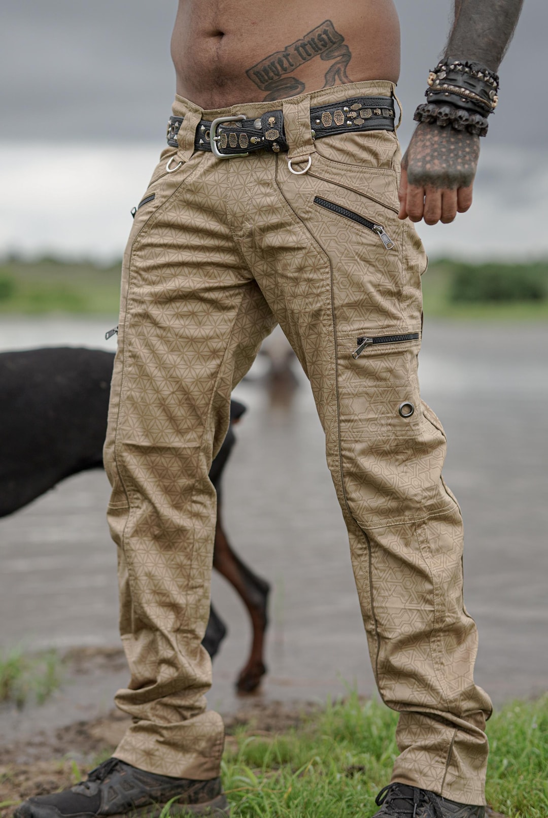 Orange Cargo Pants Mens Casual Waist Color Sports Hat Multi