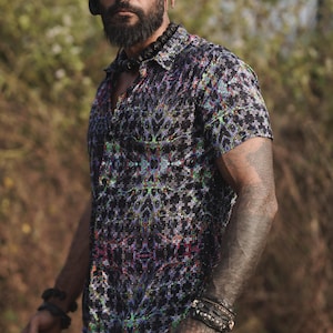 Men Bamboo Shirt Festival Wear Shirt - Bohemian Wear Shirt, Psychedelic Clothing, Eco-friendly Shirts, Partywear Shirt, Summer Wear Shirts