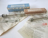 Vintage glass syringe 5 ml original box Russian old new medical supplies with needle
