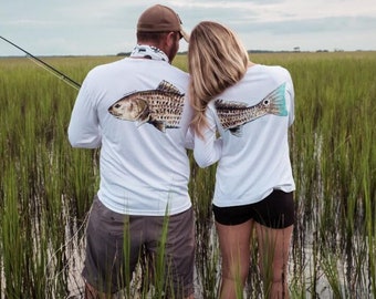 His and Her Performance Redfish Fishing Shirts