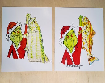 Grinch Fishing Art print