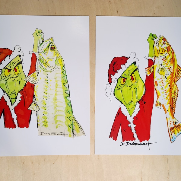 Grinch Fishing Art print