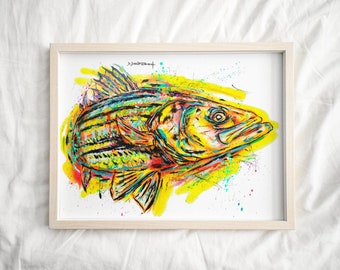 STRIPER ROCK FISH  - paper print