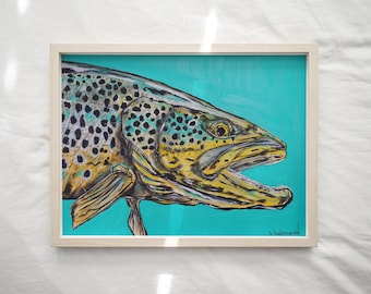OIL BROWN TROUT  - paper print