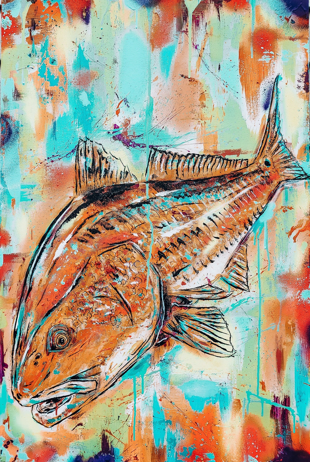 アートパネル　レッドフィッシュ Redfish - Etsy