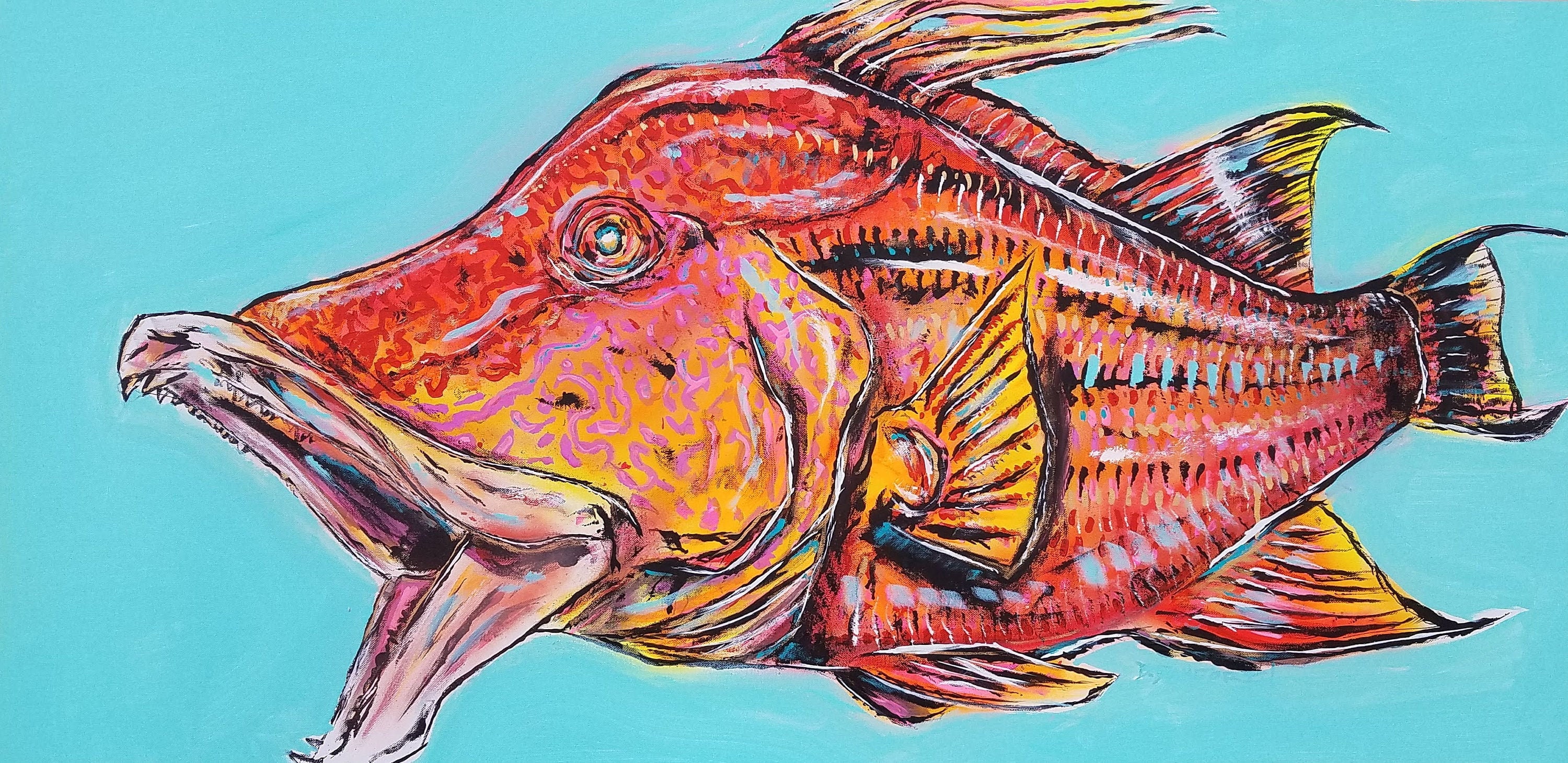 Hogfish Blue on Canvas - Etsy