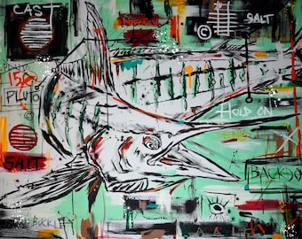 Jean Basquait X Danforth - Mint Marlin Canvas Print