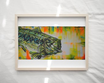 LARGEMOUTH BASS - paper print