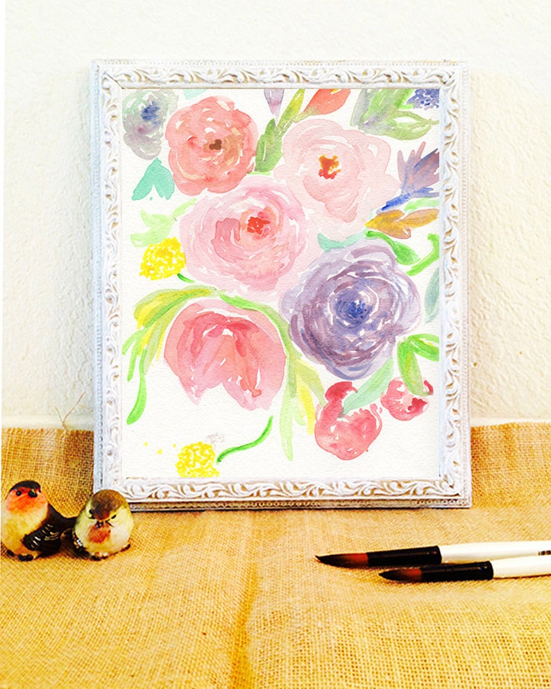 Nursery Wall Art Watercolor Flowers Nursery Flower Floral Etsy