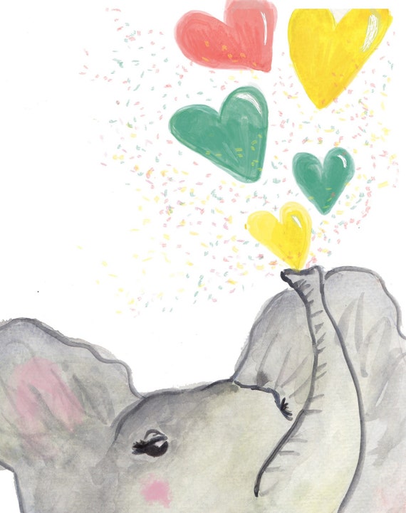 Elephant Decor Nursery Wall Art Watercolor Elephant Nursery | Etsy
