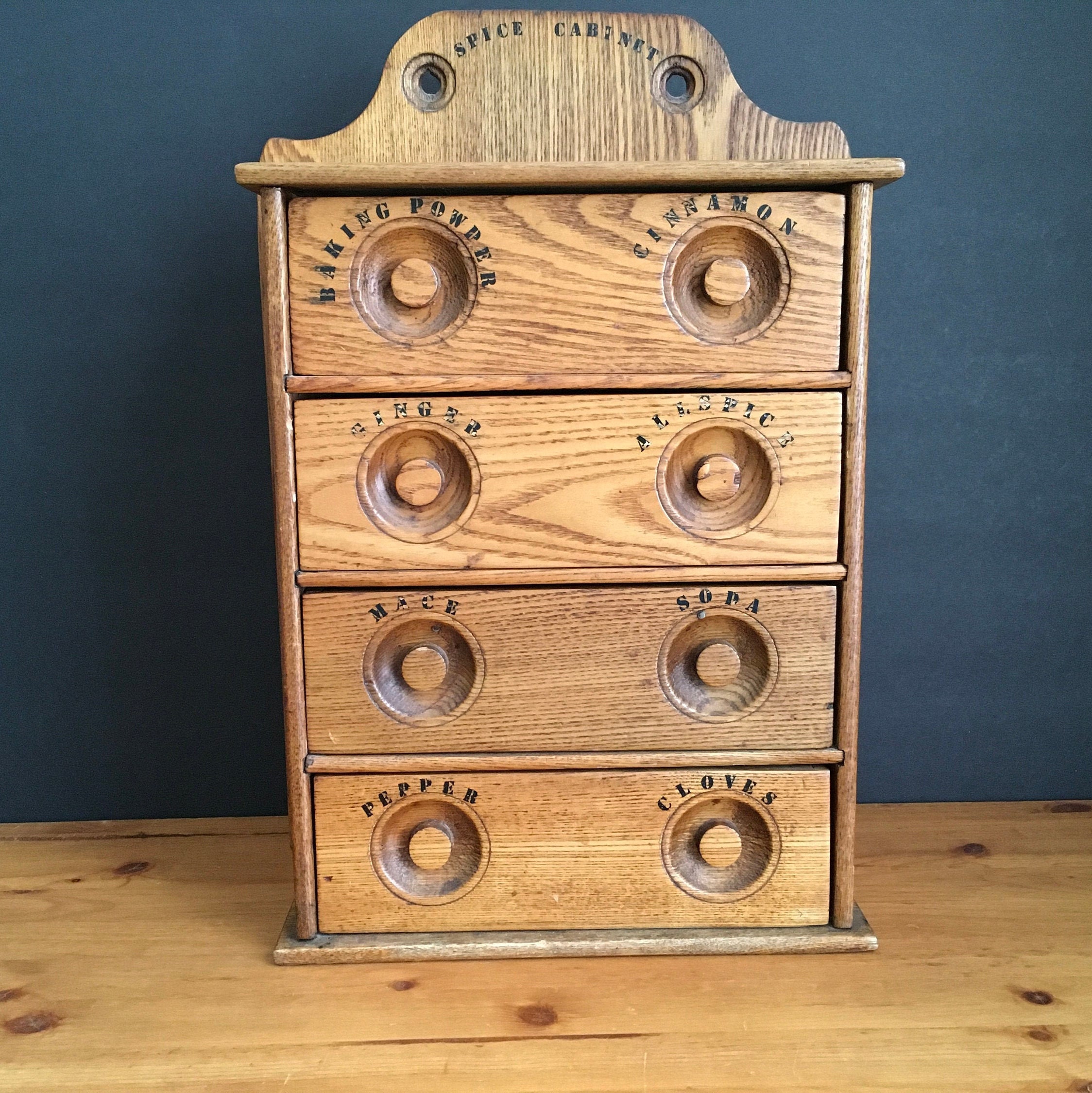 Antique spice with 4 divided drawers Vintage solid oak Etsy