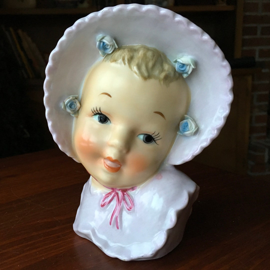 Ucagco Baby Head Vase Hand Painted Nursery Decor Baby Shower Etsy