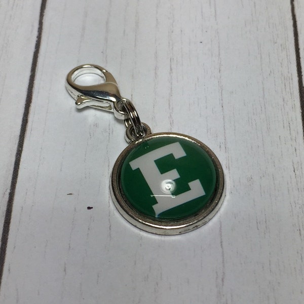 Keychain Charm - Green and White "E"