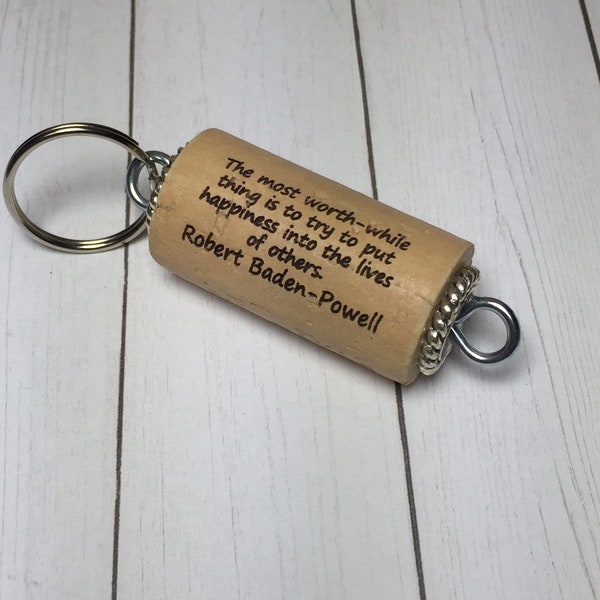 Wine Cork Keychain - Robert Baden-Powell Quote