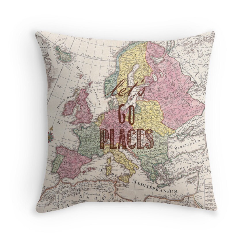 Travel Quote Pillow Pillow Cover Let's Go Places
