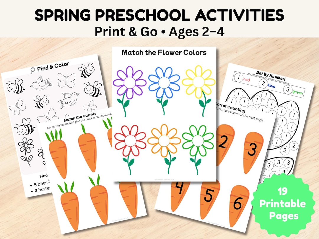 Spring Preschool Math and Literacy Activity Pack | Ages 2-4 Learning ...