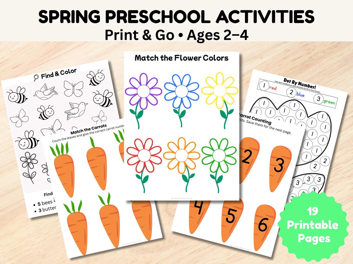 Spring Preschool Math and Literacy Activity Pack | Ages 2-4 Learning ...