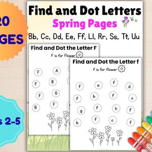 Spring Find and Dab Letters Uppercase and Lowercase | Alphabet Dot Marker Worksheets | Preschool Letter Recognition | Fine Motor Activity