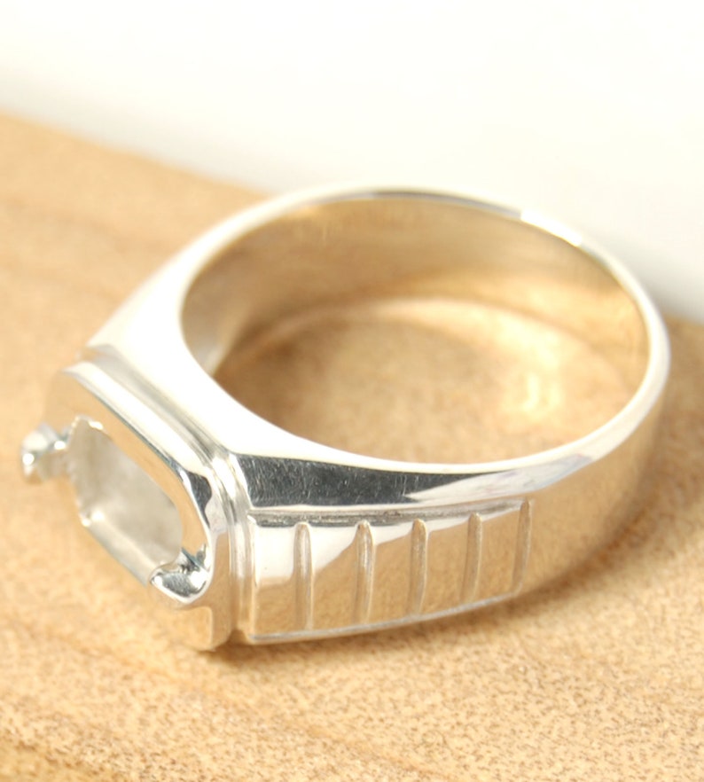 Men blanks silver ring semi mount setting for rectangle Etsy