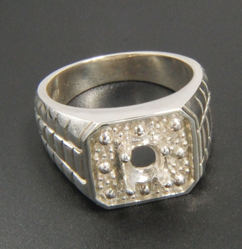 Men silver ring mounting blank for round stone 6 mm size 6 7 8 Etsy