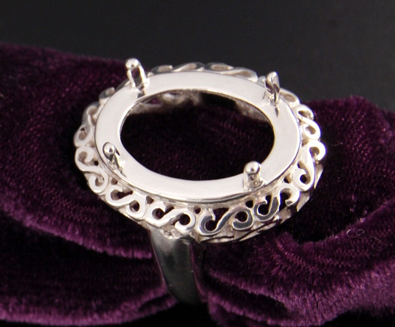 Ring blank setting prong claw sterling silver 925 mounting Etsy