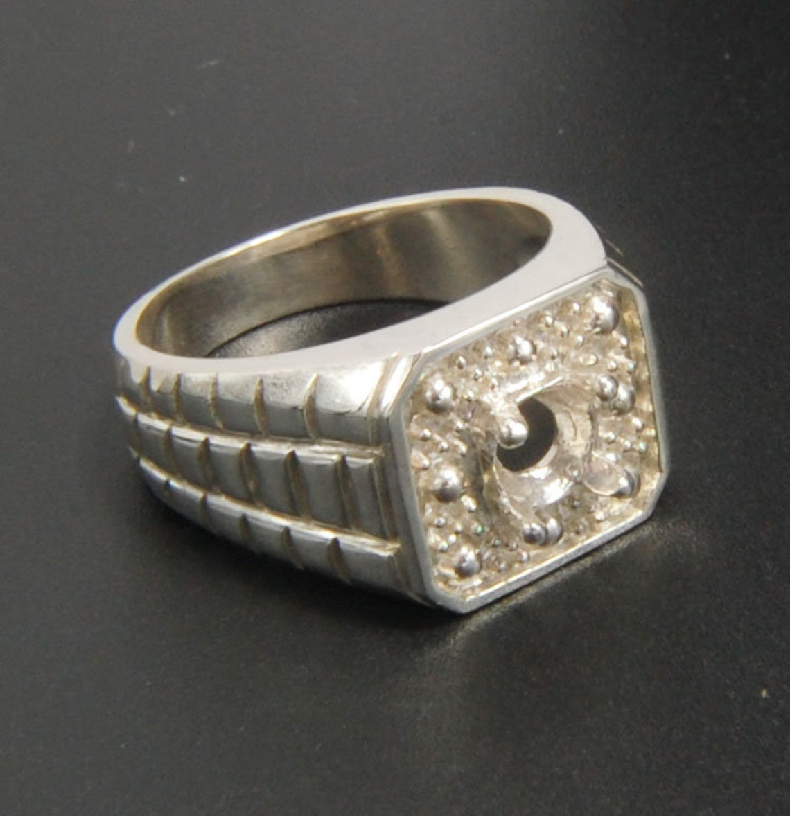 Men silver ring mounting blank for round stone 6 mm size 6 7 8 Etsy