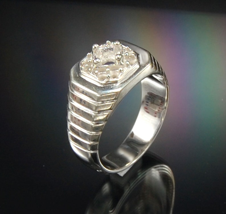 Man settings silver ring 925 mountings for round 5 mm and 2 mm Etsy