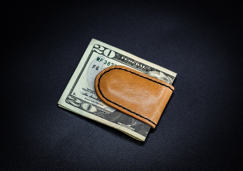 Natural Harness Leather Money Clip - 