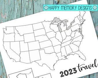 Rastreador Bullet Journal - Difusión de 2 páginas de viajes - Descarga digital / Imprimible