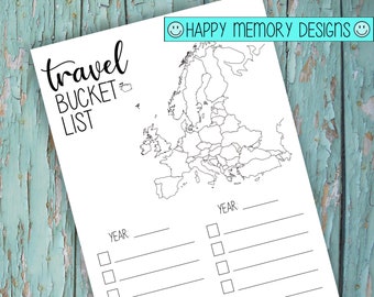 Rastreador Bullet Journal - Lista de deseos de viaje - EUROPA - Descarga digital / Imprimible