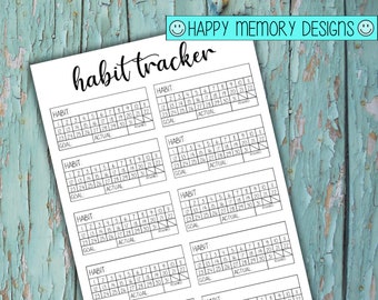 Rastreador de Bullet Journal - Rastreador de hábitos sin fecha - Descarga digital / Imprimible
