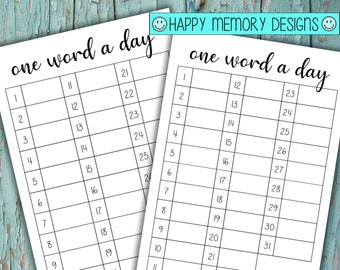 Bullet Journal -Una palabra al día - Descarga digital / Imprimible