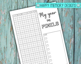 Rastreador Bullet Journal - Mi año en píxeles - Descarga digital / Imprimible