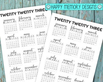 Rastreador Bullet Journal - Calendario de un vistazo al año 2023 - Descarga digital / Imprimibles 2