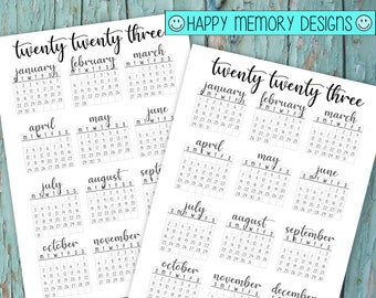 Rastreador Bullet Journal - Calendario de un vistazo al año 2023 - Descarga digital / Imprimibles 2