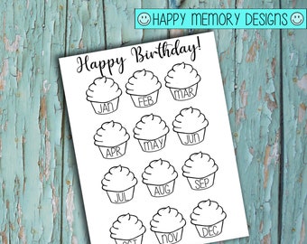 Rastreador Bullet Journal - Rastreador de cumpleaños - Descarga digital / Imprimible