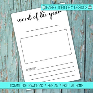 Bullet Journal - Word of the Year - Digital Download/ Printable