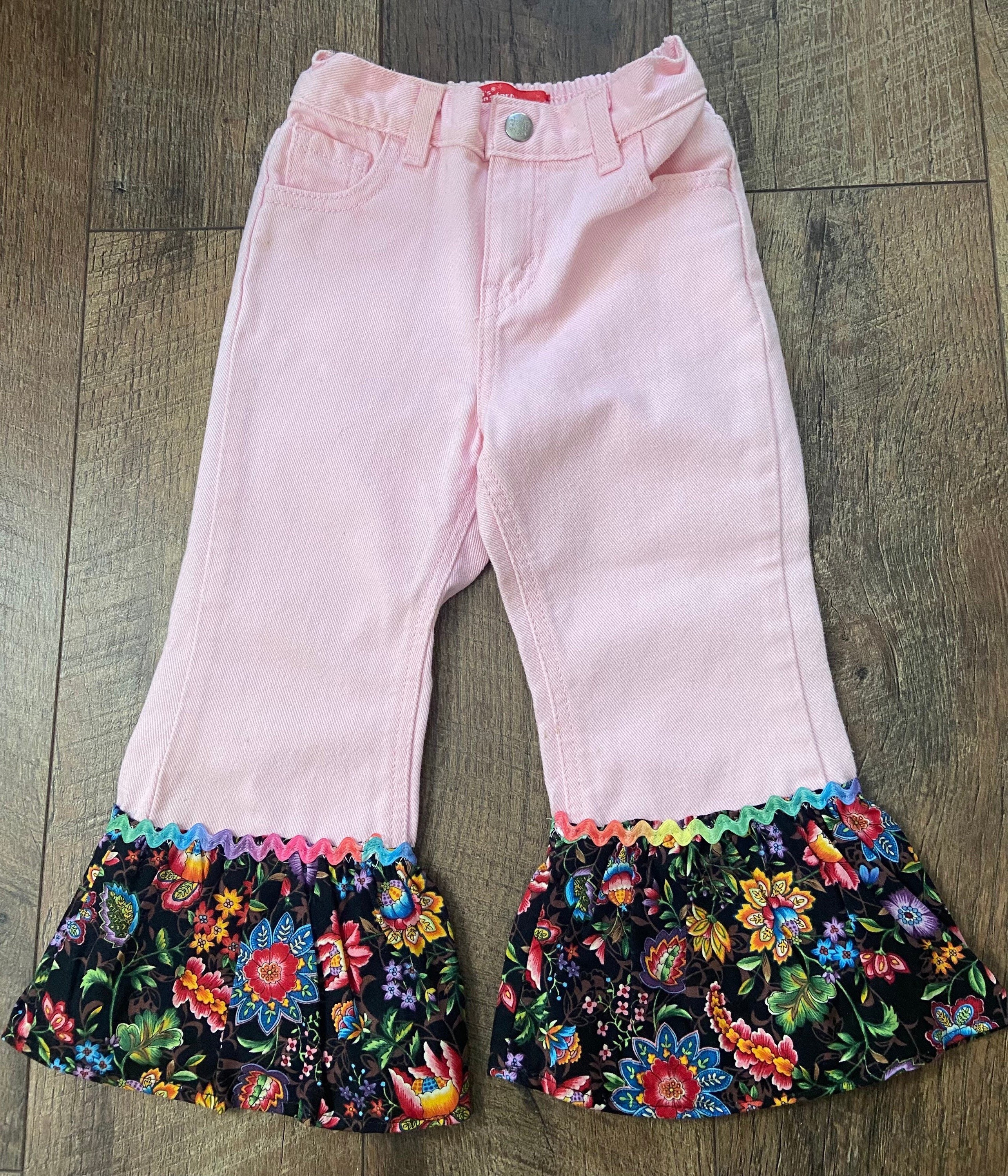 Toddler Up Cycle Levi Jeans Girls Sewn Floral Bell - Etsy