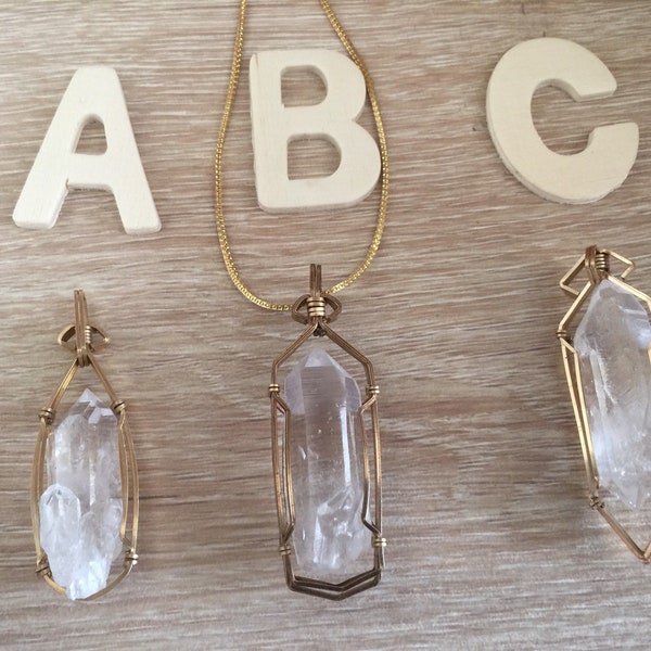 Beautiful Lemurian Quartz Pendants with gold filled wire wrap