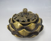 A Chinese Antique Style Lotus Shape Bronze Censer