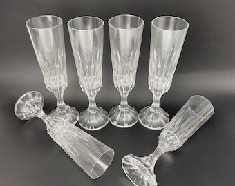 Baccarat D'Assas Fluted Champagne Glasses Set of 6 Vintage Crystal France Marked