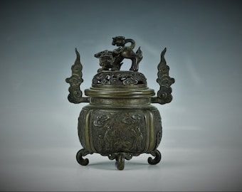 中国製ブラウンドラゴンヘッド蓋、ドラゴンブロンズ香炉 ws420E - Etsy