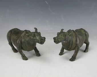 中国の骨董品から手作りされた精巧な純青銅の牛の像。 - Etsy 日本