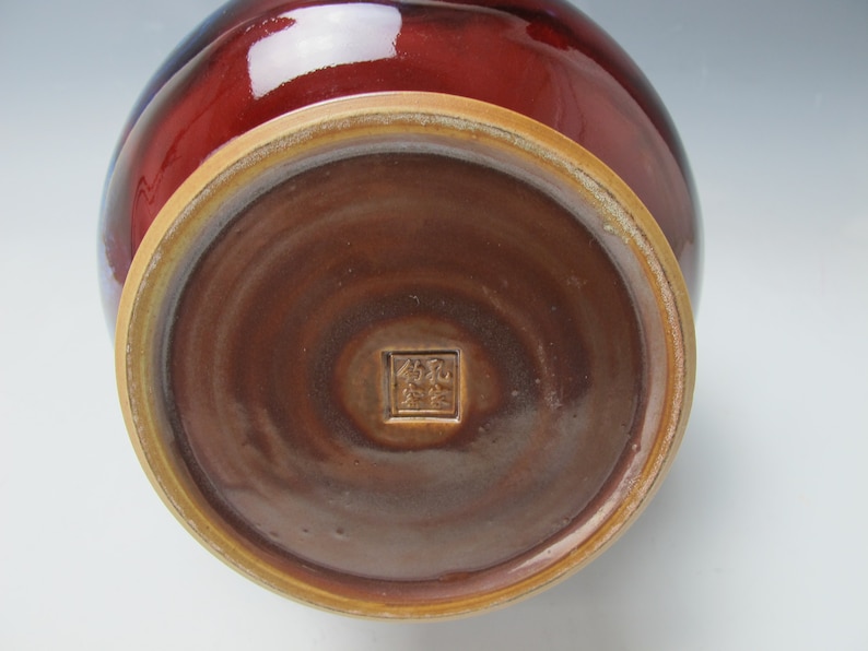 A Chinese Colorful Kiln Vase with handle 12.5\u201dH