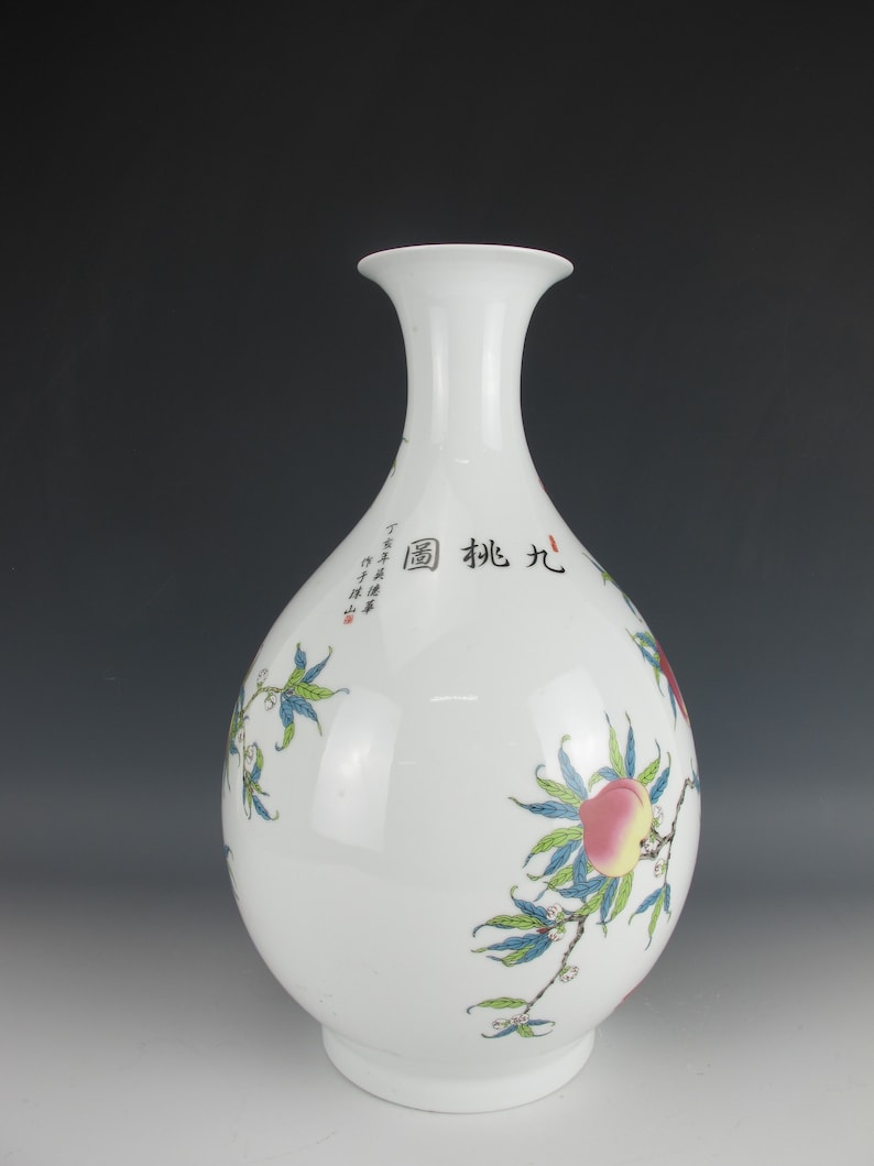 A Chinese Nine Peach Porcelain Vase