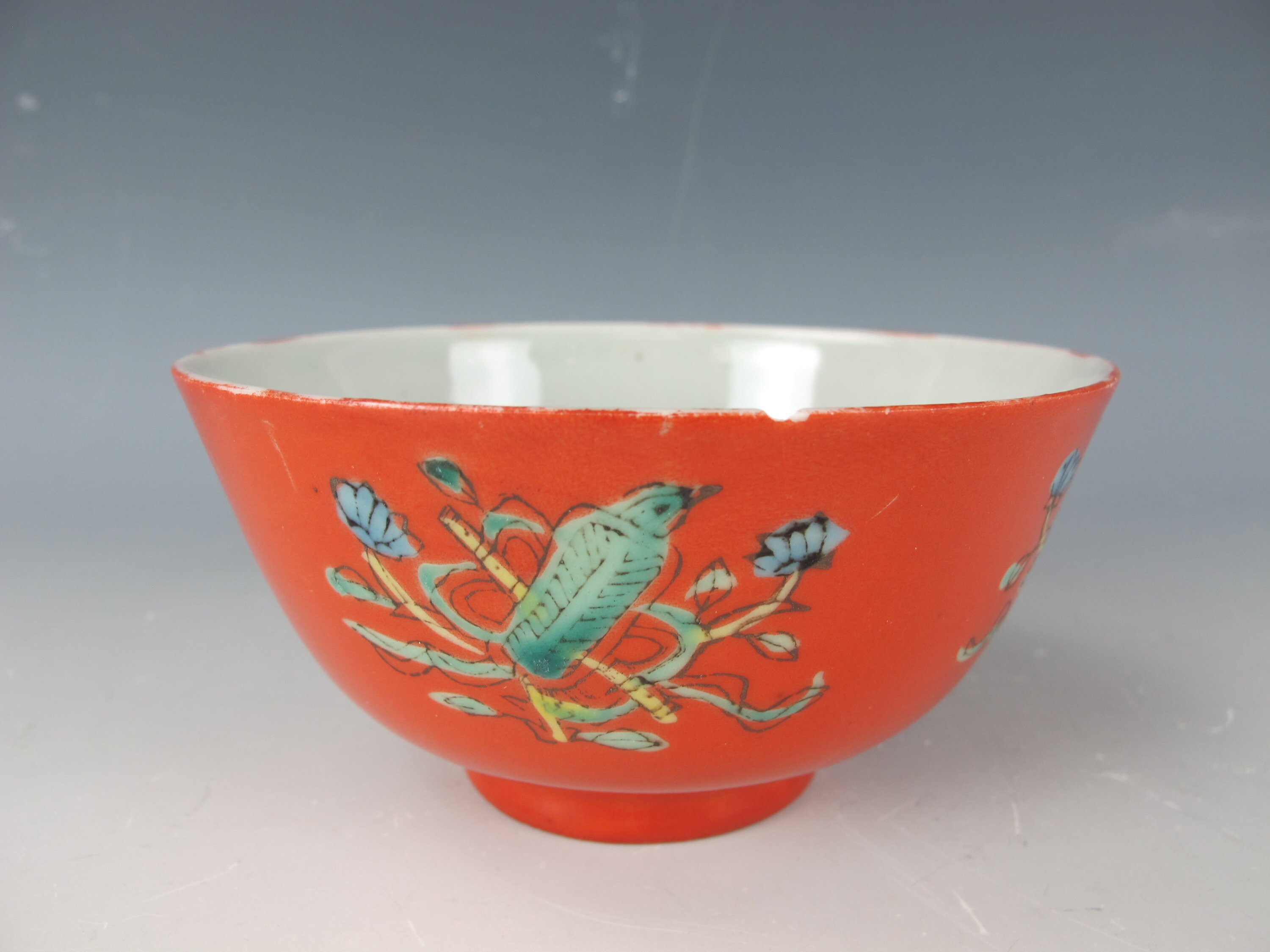 中国陶磁器　定窯 陶器の花柄ボウル 中国の赤い花と鳥の磁器のボウル - Etsy 日本
