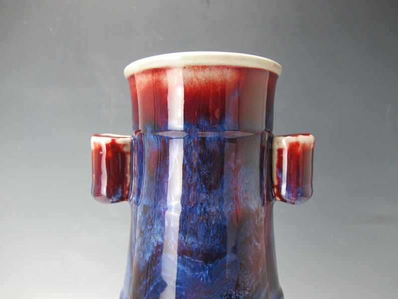 A Chinese Colorful Kiln Vase with handle 12.5\u201dH