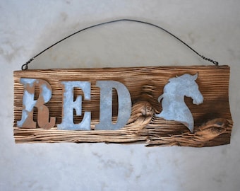 Personalized Mushroom Wood Stall Plate - Horse Stall Name Plate - Custom Horse Stall Sign - Equestrian Gift - Equestrian Stall Sign - Rustic