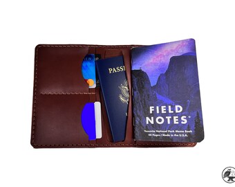 Travel Passport Notebook Wallet - Medium Brown - Handmade Leather Wallet - TW1