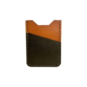 Minimalist Handmade Leather Card Wallet - Tan/Olive - 3-Pockets